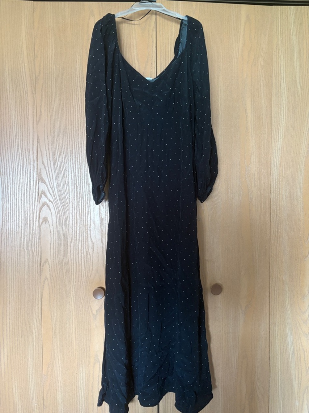 A New Day Black Long Sleeve Maxi Dress  Dot Pattern
